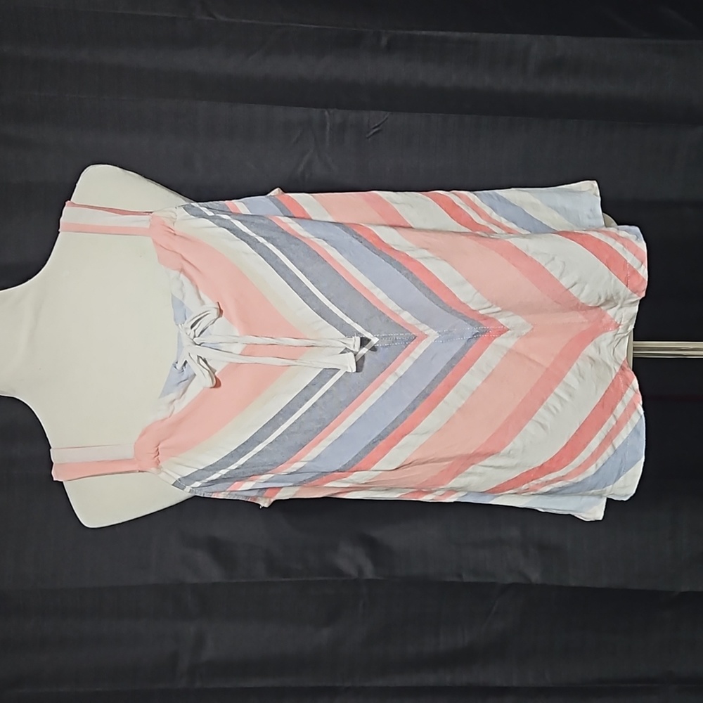 Chevron tank with drawstring bow